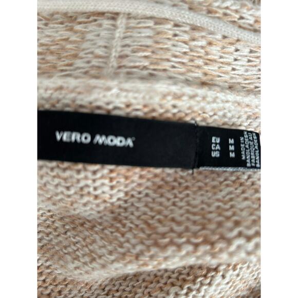 Vero Moda Fuzzy V Neck Cardigan Women M Beige Button Up Cropped Sweater Casual - Picture 6 of 10